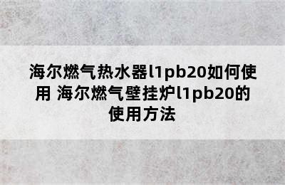 海尔燃气热水器l1pb20如何使用 海尔燃气壁挂炉l1pb20的使用方法